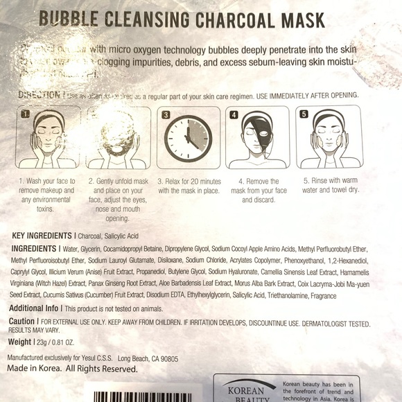 🆕YESUL Bubble 5 Cleansing Charcoal Masks - Picture 5 of 6